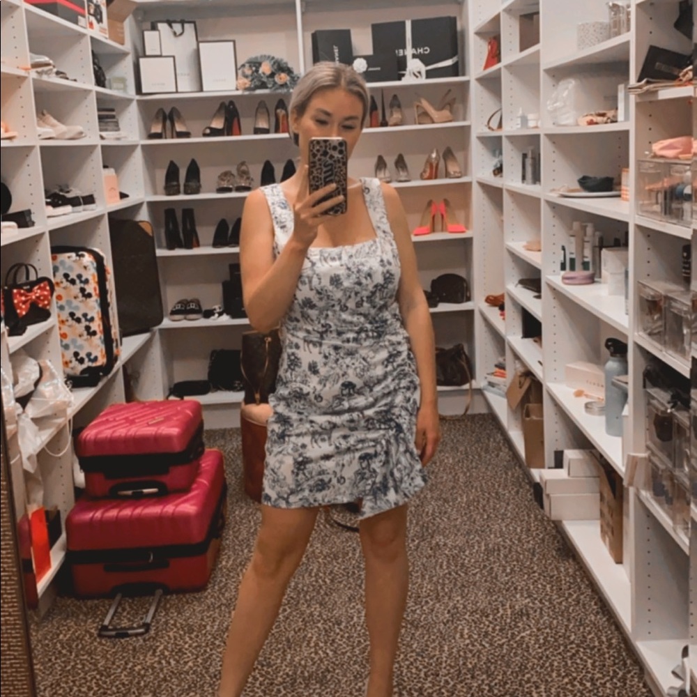 Blue and white dress